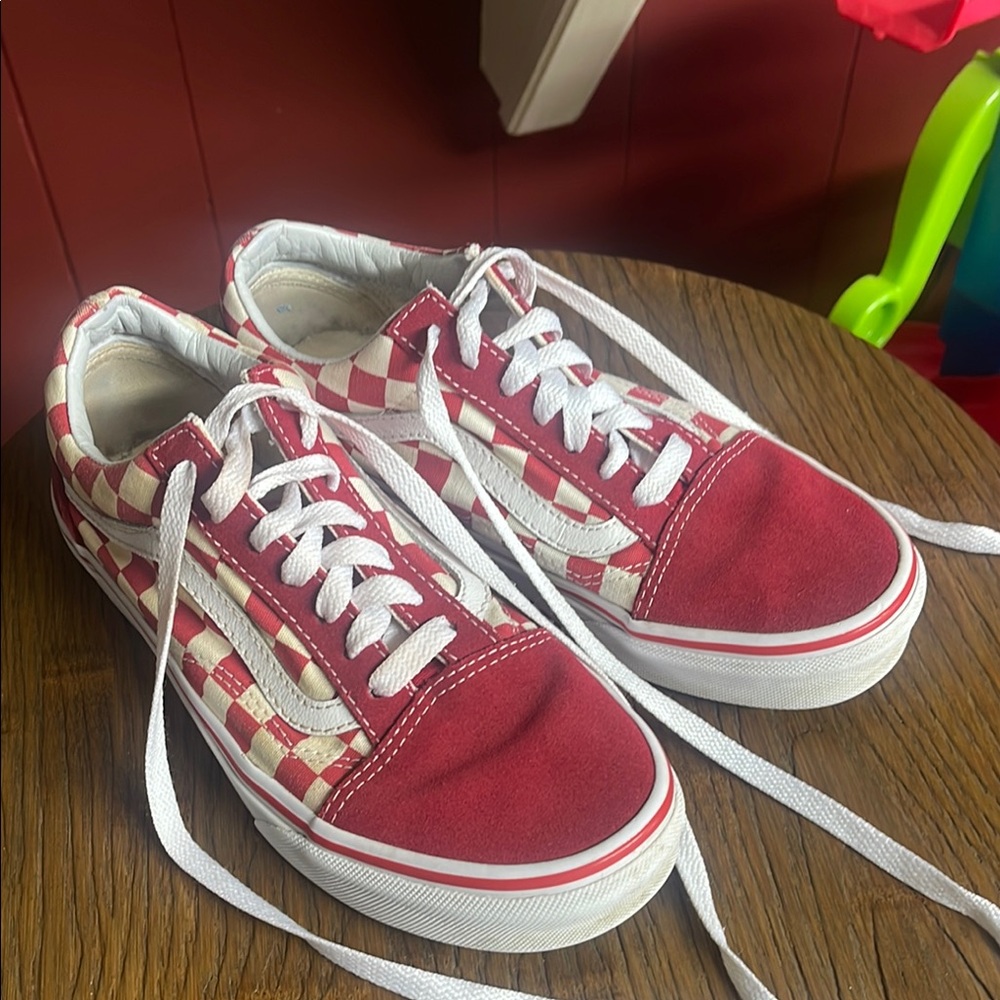 Vans Checkered Red and White Sneakers